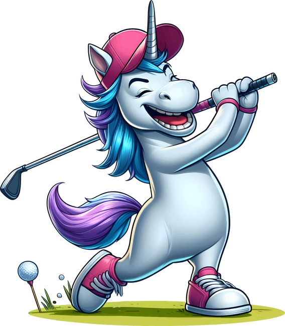 Golfozó egyszarvú - egyedi fantázia mintával a sport szerelmeseinek és az egyszarvú rajongóknak